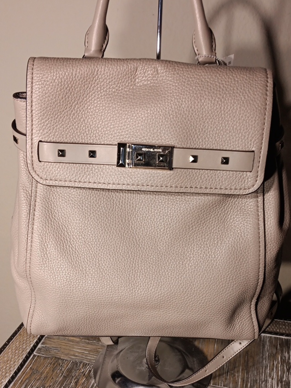 Michael Kors Pebbled Leather Top-Handle Backpack - Beige/Blush